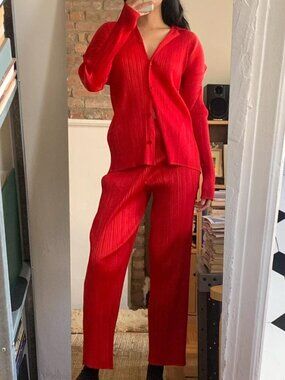 Issey Miyake Pleats Please Red Set JP3